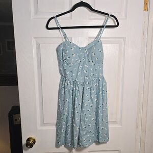 No Boundaries M Medium Blue Floral Mini Dress
